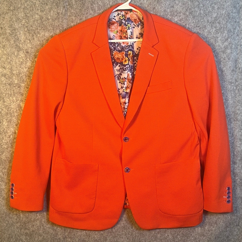 Tailored Recreation Premium Orange Textured Blazer Floral Lining 4XL TRB-728